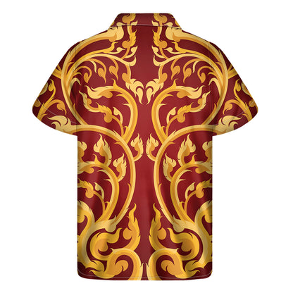 Thai Winding Vines Pattern Print Men's Short Sleeve Shirt