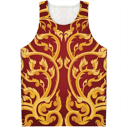 Thai Winding Vines Pattern Print Men's Tank Top