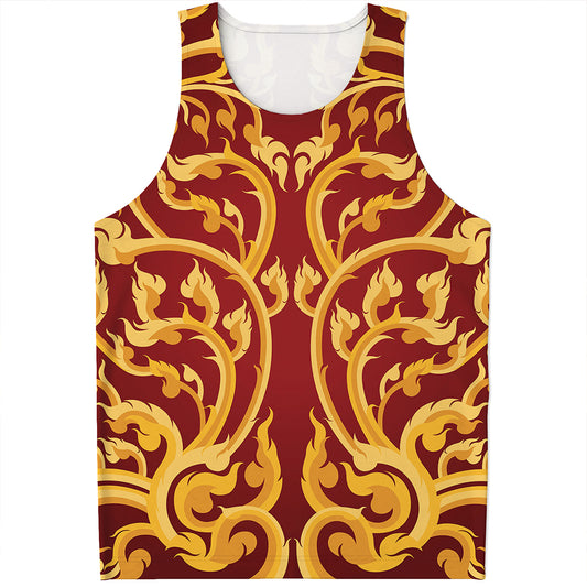 Thai Winding Vines Pattern Print Men's Tank Top
