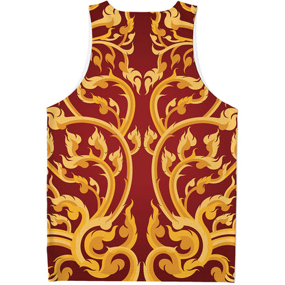 Thai Winding Vines Pattern Print Men's Tank Top