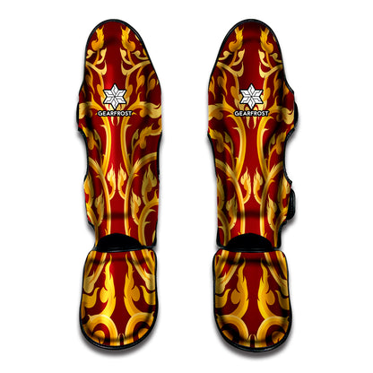 Thai Winding Vines Pattern Print Muay Thai Shin Guard