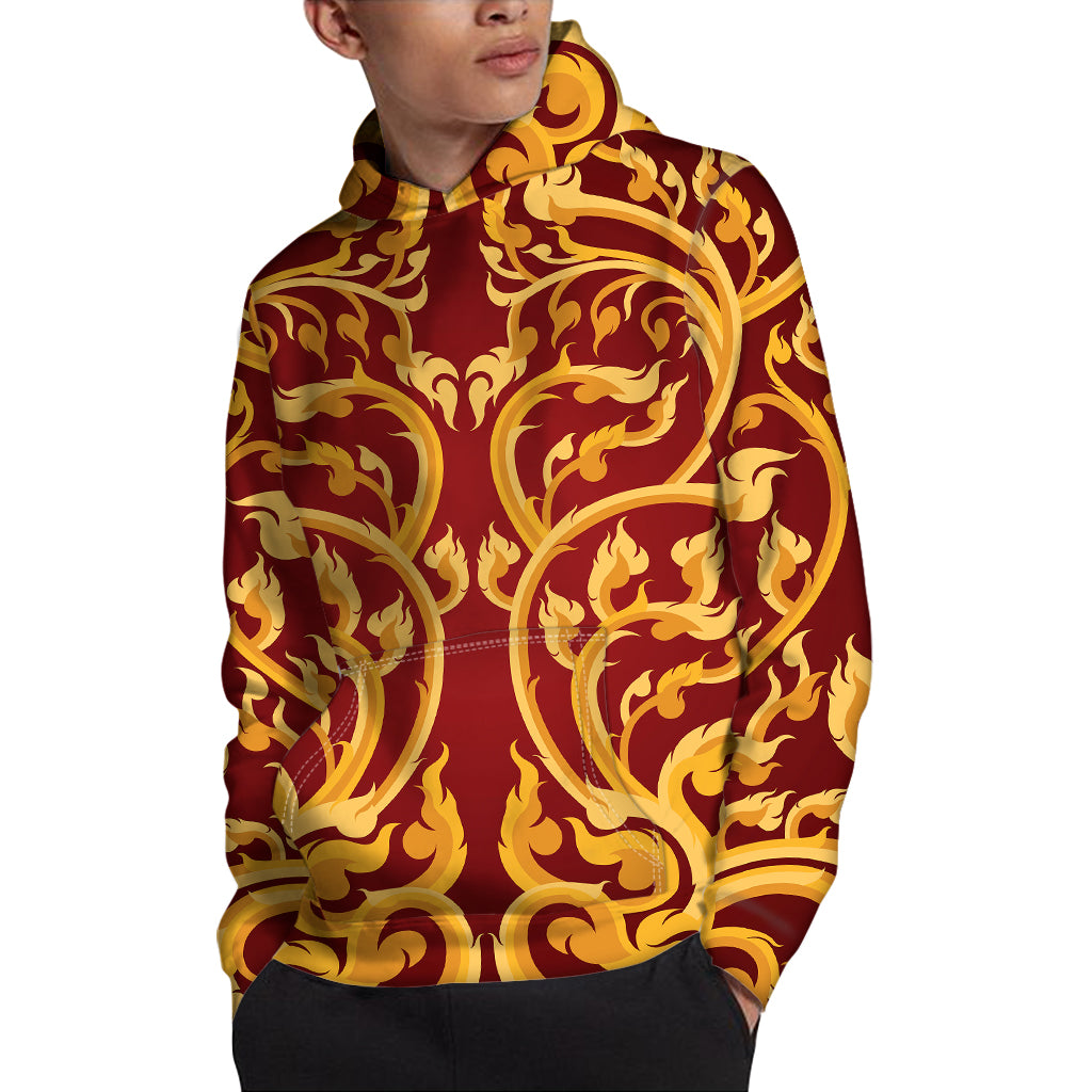 Thai Winding Vines Pattern Print Pullover Hoodie
