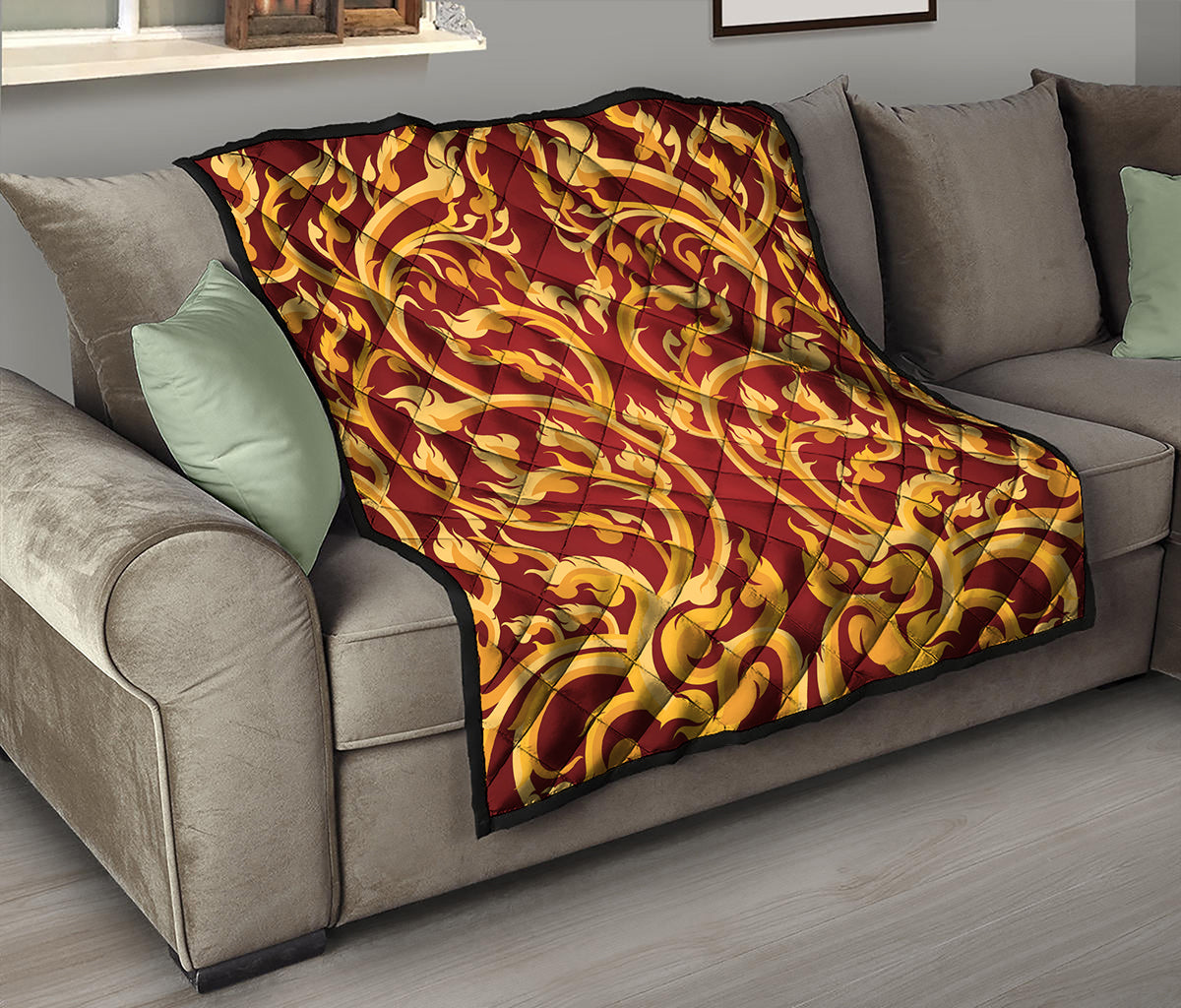 Thai Winding Vines Pattern Print Quilt
