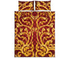 Thai Winding Vines Pattern Print Quilt Bed Set