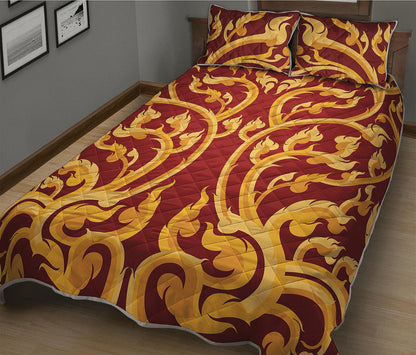 Thai Winding Vines Pattern Print Quilt Bed Set