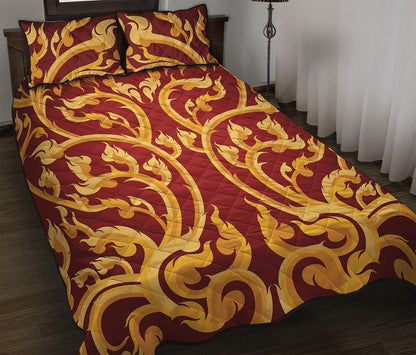 Thai Winding Vines Pattern Print Quilt Bed Set