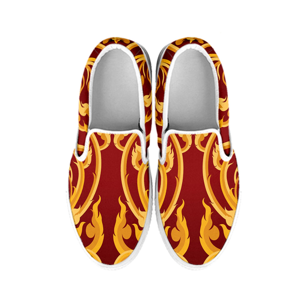 Thai Winding Vines Pattern Print White Slip On Shoes