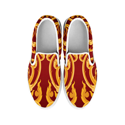 Thai Winding Vines Pattern Print White Slip On Shoes