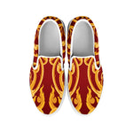 Thai Winding Vines Pattern Print White Slip On Shoes