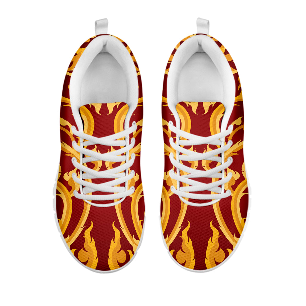 Thai Winding Vines Pattern Print White Sneakers