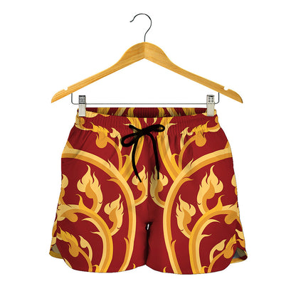 Thai Winding Vines Pattern Print Women's Shorts