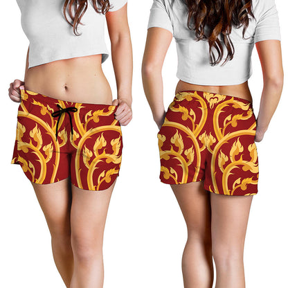 Thai Winding Vines Pattern Print Women's Shorts