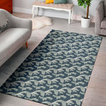 The Great Kanagawa Wave Pattern Print Area Rug