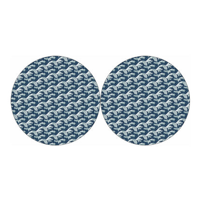 The Great Kanagawa Wave Pattern Print Car Coasters
