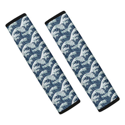 The Great Kanagawa Wave Pattern Print Car Seat Belt Covers