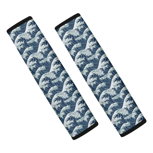 The Great Kanagawa Wave Pattern Print Car Seat Belt Covers