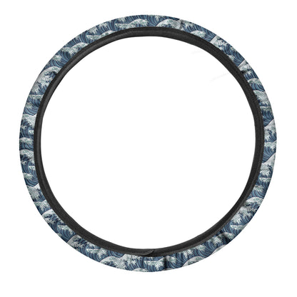 The Great Kanagawa Wave Pattern Print Car Steering Wheel Cover