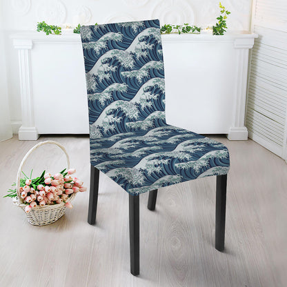 The Great Kanagawa Wave Pattern Print Dining Chair Slipcover