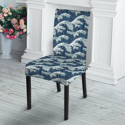 The Great Kanagawa Wave Pattern Print Dining Chair Slipcover
