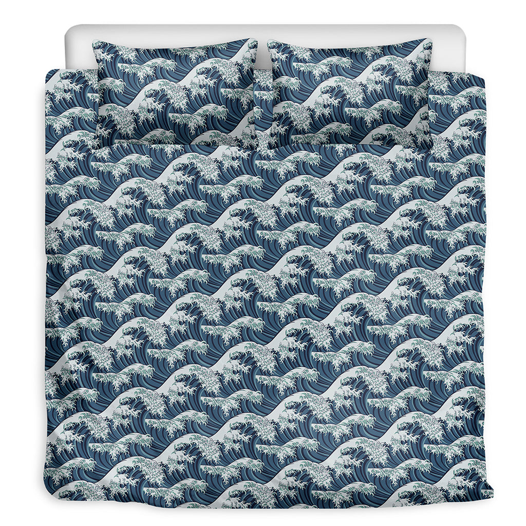 The Great Kanagawa Wave Pattern Print Duvet Cover Bedding Set