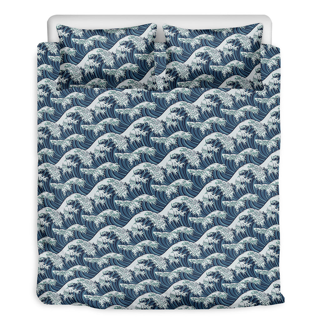 The Great Kanagawa Wave Pattern Print Duvet Cover Bedding Set
