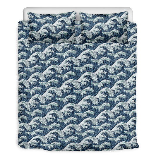 The Great Kanagawa Wave Pattern Print Duvet Cover Bedding Set