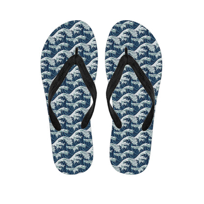 The Great Kanagawa Wave Pattern Print Flip Flops