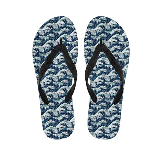 The Great Kanagawa Wave Pattern Print Flip Flops