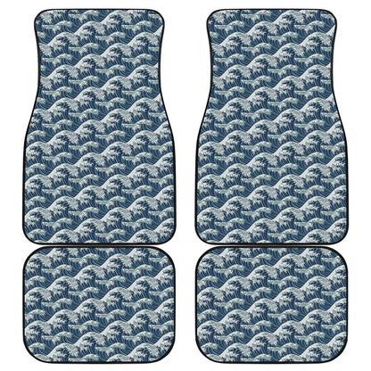 The Great Kanagawa Wave Pattern Print Front and Back Car Floor Mats
