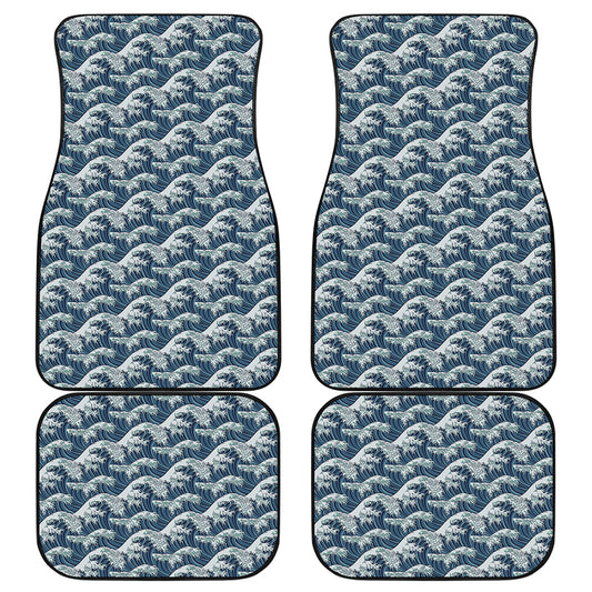 The Great Kanagawa Wave Pattern Print Front and Back Car Floor Mats