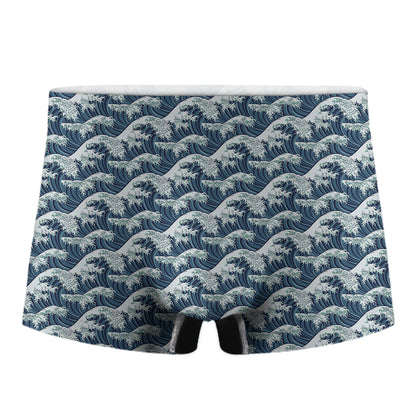The Great Kanagawa Wave Pattern Print Men's Boxer Briefs