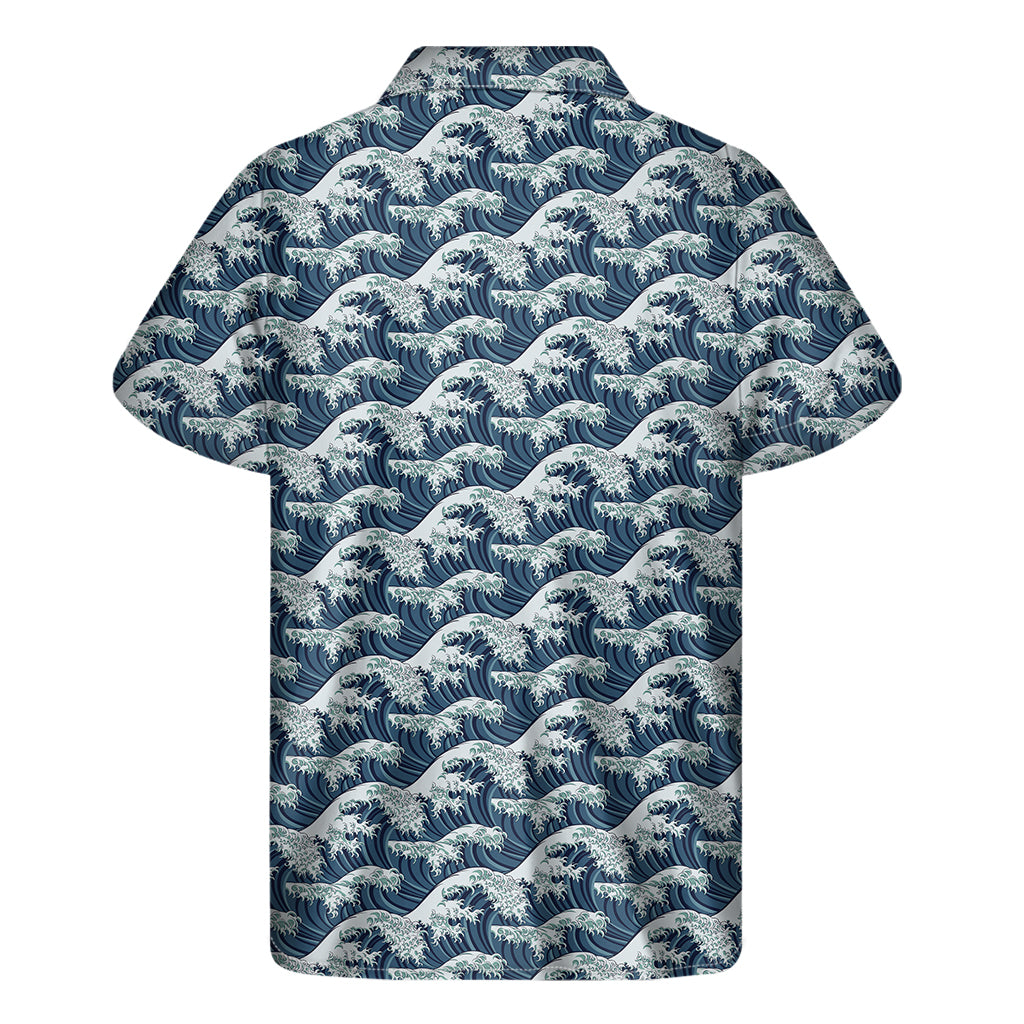 The Great Kanagawa Wave Pattern Print Men's Short Sleeve Shirt
