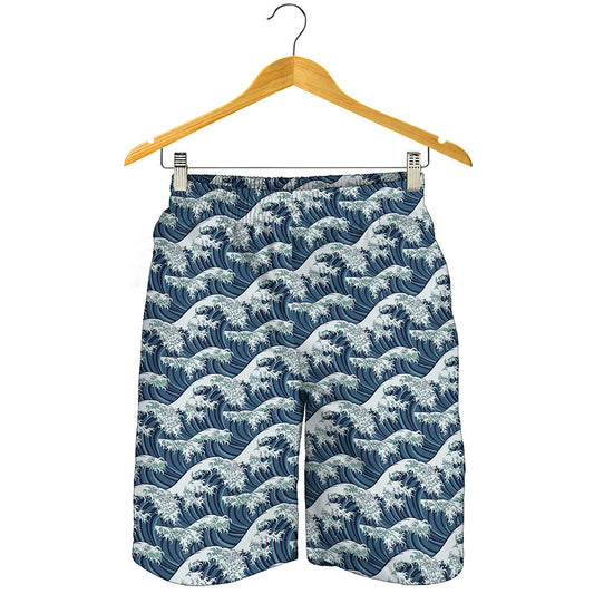 The Great Kanagawa Wave Pattern Print Men's Shorts