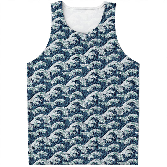 The Great Kanagawa Wave Pattern Print Men's Tank Top