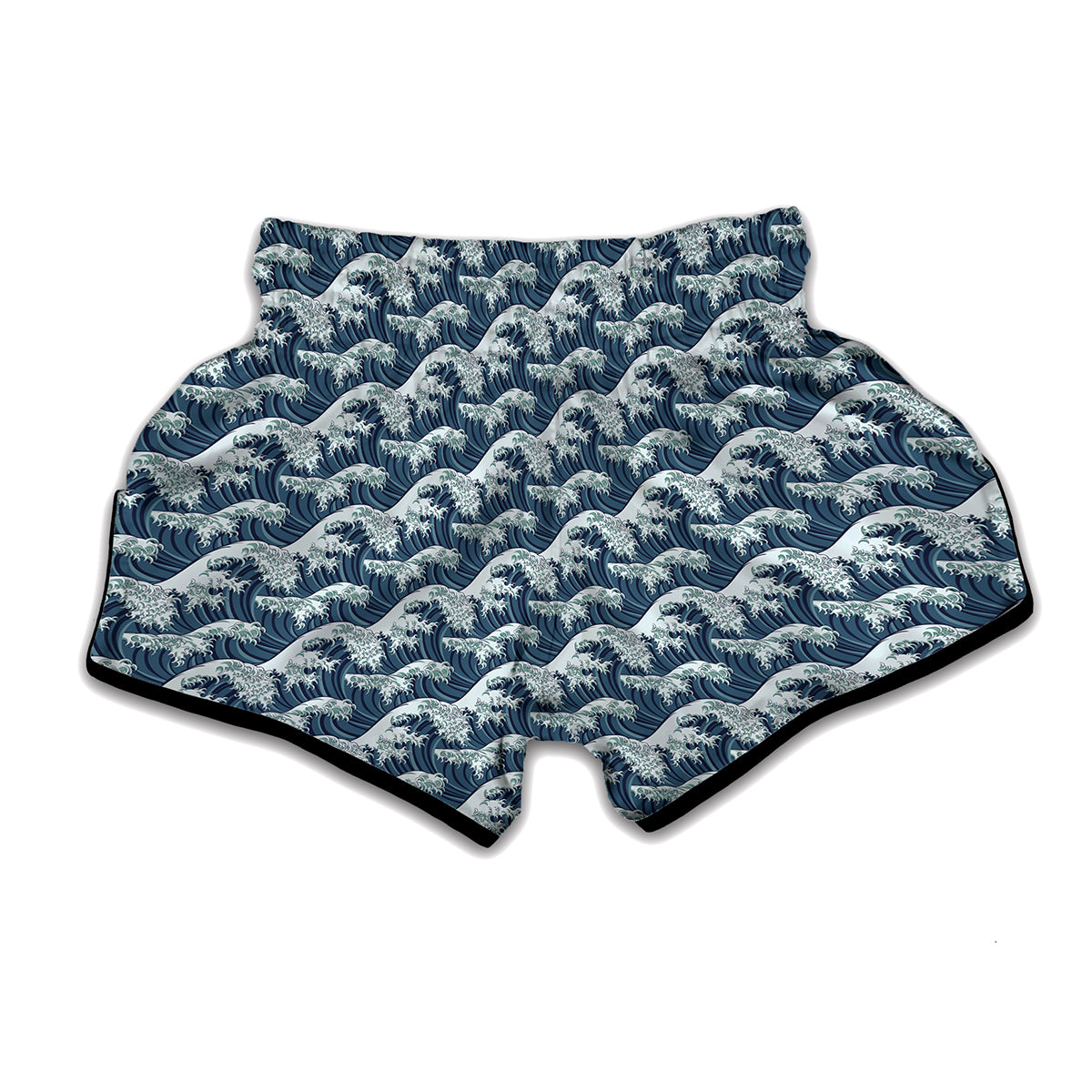 The Great Kanagawa Wave Pattern Print Muay Thai Boxing Shorts