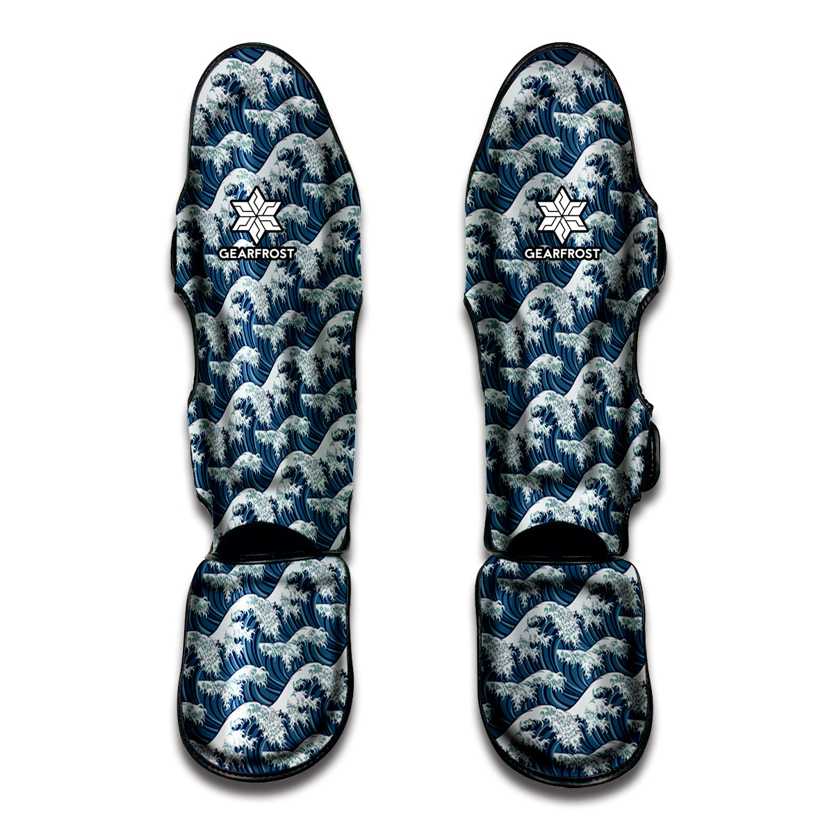 The Great Kanagawa Wave Pattern Print Muay Thai Shin Guard