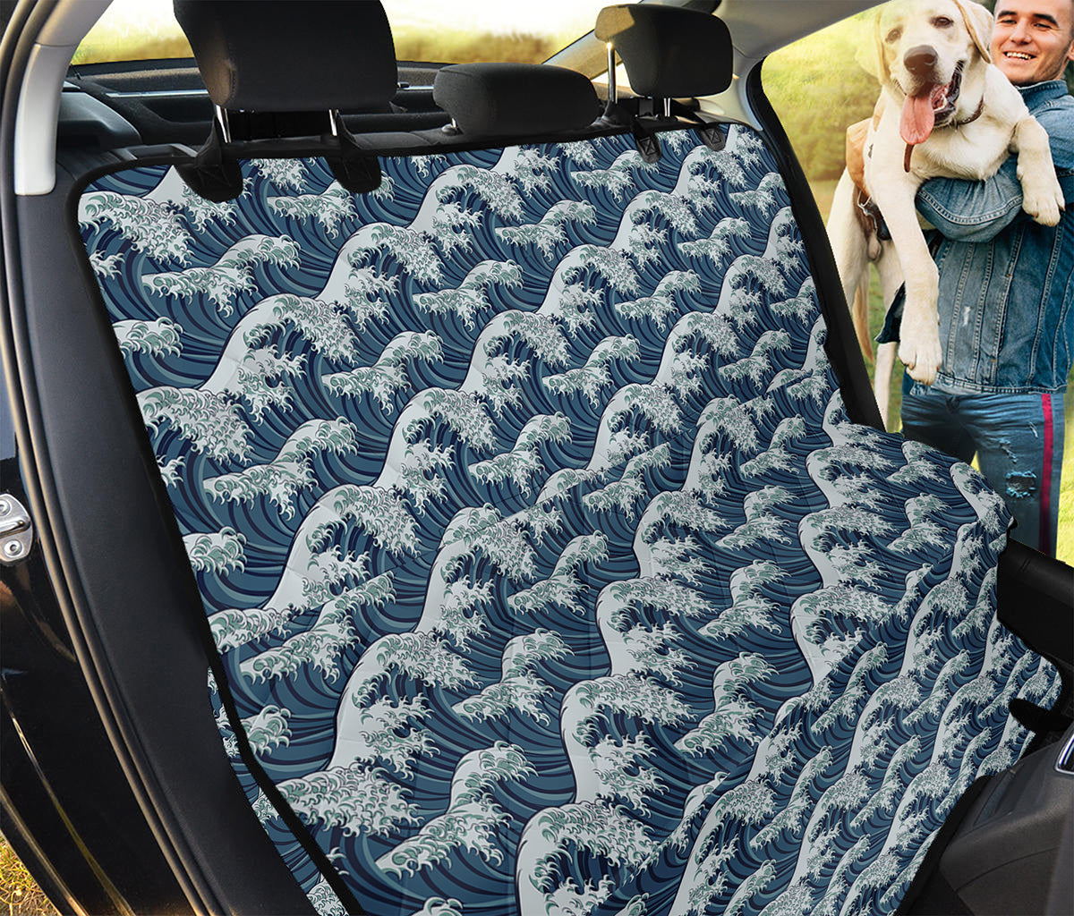 The Great Kanagawa Wave Pattern Print Pet Car Back Seat Cover