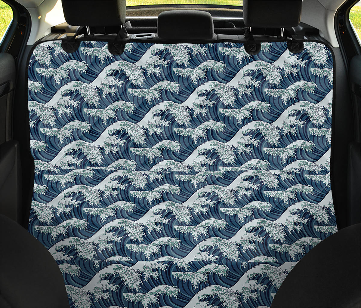 The Great Kanagawa Wave Pattern Print Pet Car Back Seat Cover
