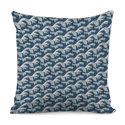 The Great Kanagawa Wave Pattern Print Pillow Cover