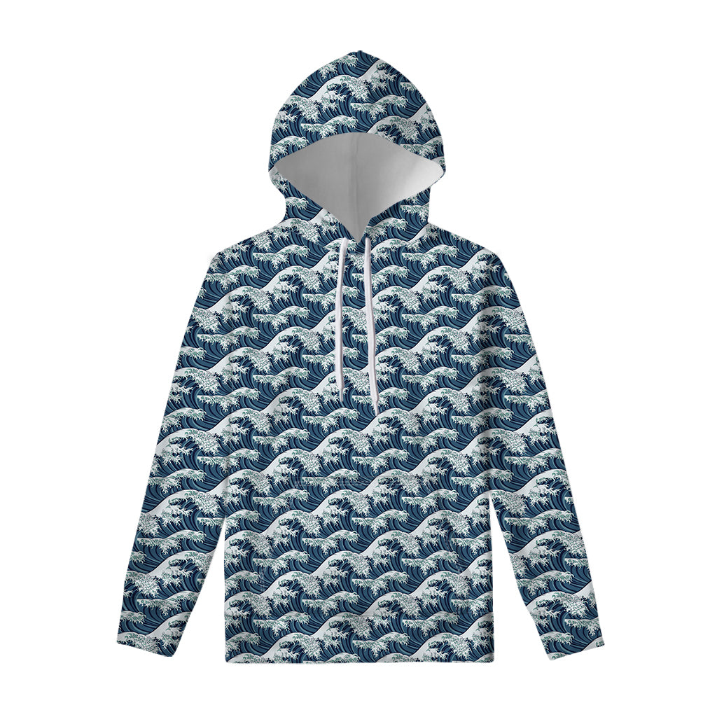 The Great Kanagawa Wave Pattern Print Pullover Hoodie