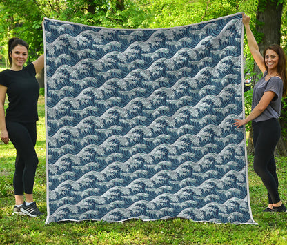 The Great Kanagawa Wave Pattern Print Quilt