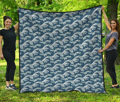The Great Kanagawa Wave Pattern Print Quilt