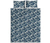 The Great Kanagawa Wave Pattern Print Quilt Bed Set