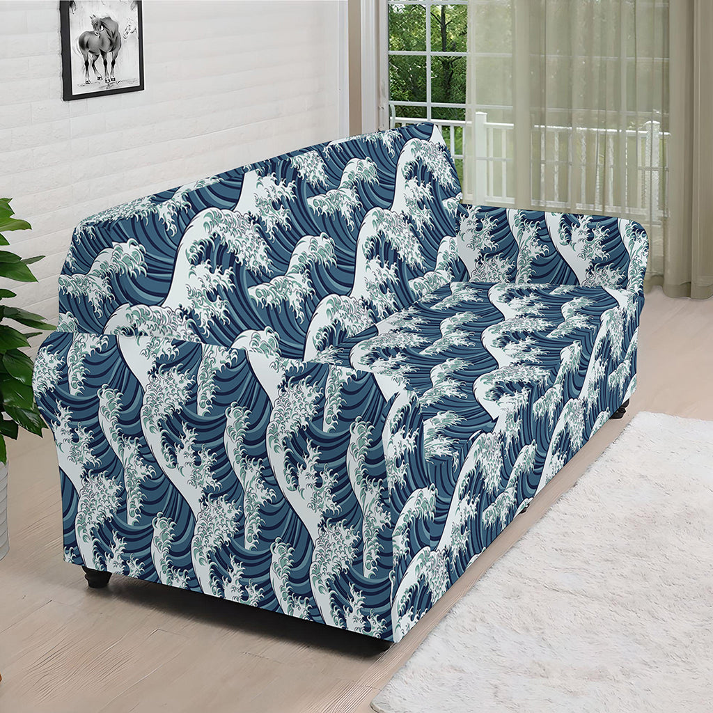 The Great Kanagawa Wave Pattern Print Sofa Cover