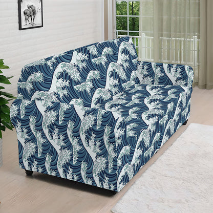 The Great Kanagawa Wave Pattern Print Sofa Cover