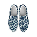 The Great Kanagawa Wave Pattern Print White Slip On Shoes