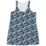 The Great Kanagawa Wave Pattern Print Women's Racerback Tank Top
