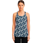The Great Kanagawa Wave Pattern Print Women's Racerback Tank Top