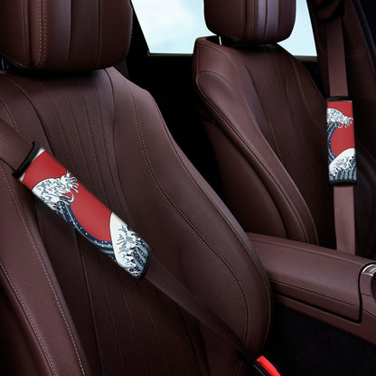The Great Kanagawa Wave Print Car Seat Belt Covers