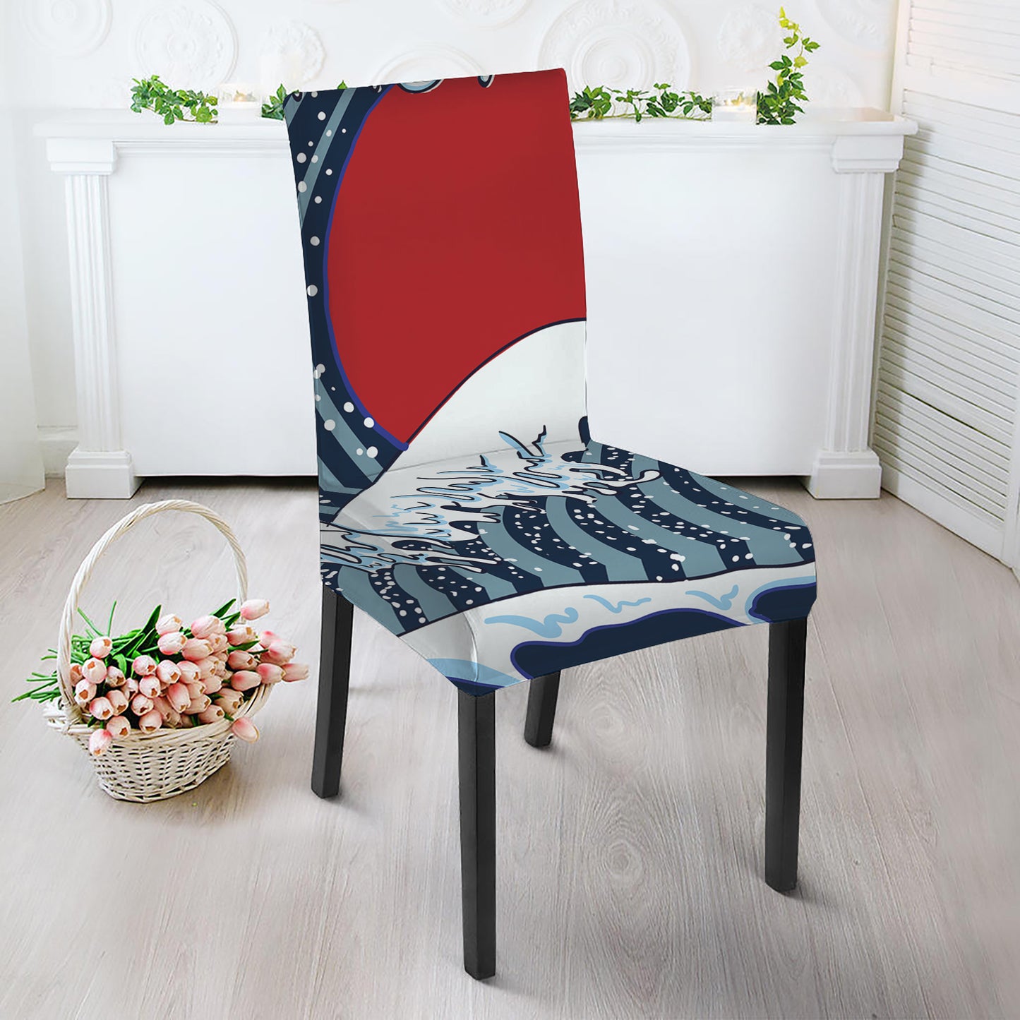 The Great Kanagawa Wave Print Dining Chair Slipcover